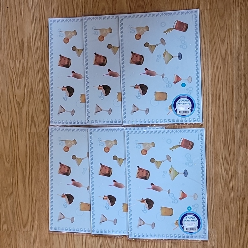 Lot of 48 Accoutrements Vintage Cocktails Theme Paper Placemats 10" x 14" NOS